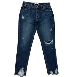 Kancan Distressed Ankle Skinny Jeans Size 3/25 Dark Wash Ripped Denim Stretch